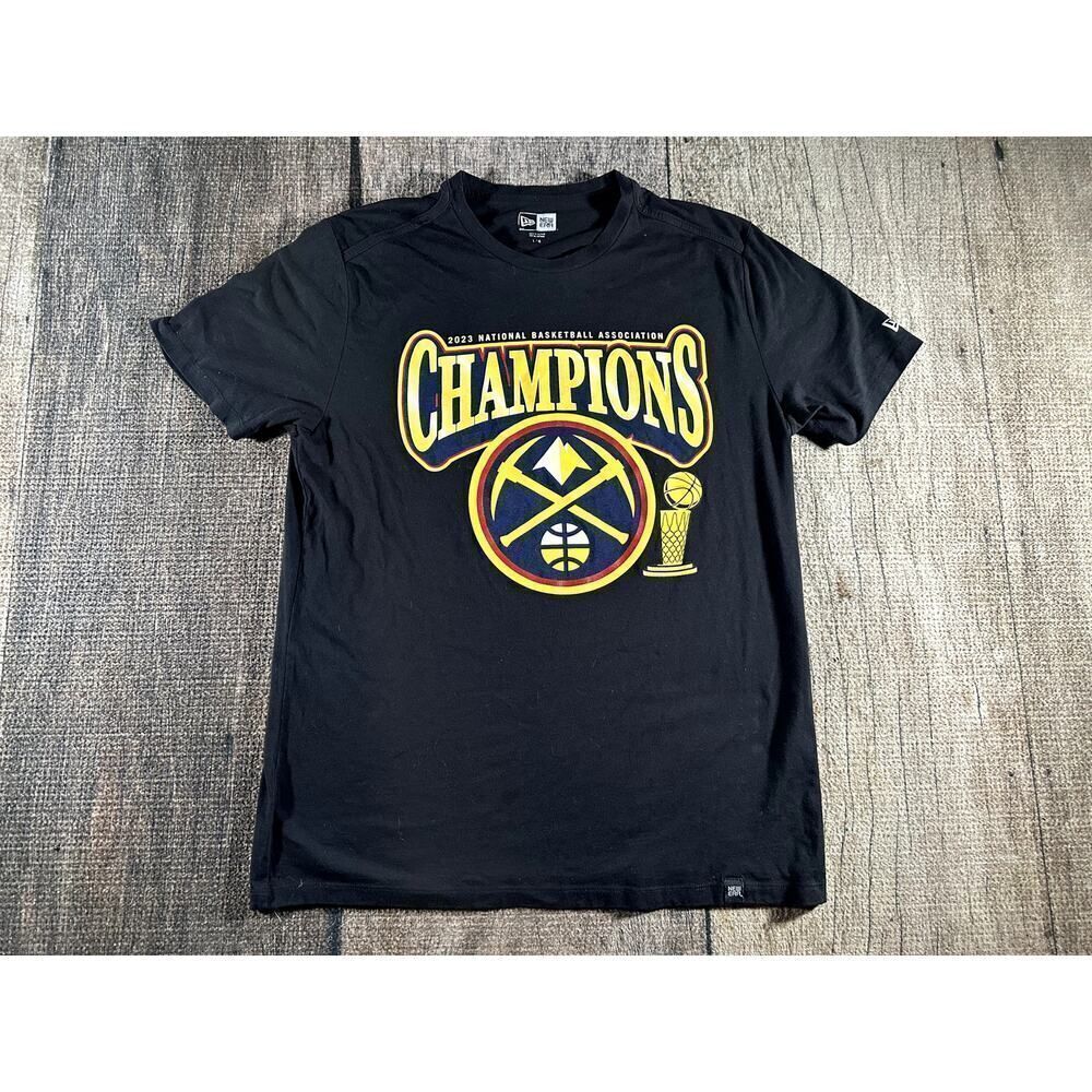 New Era Denver Nuggets 2023 NBA Championship Black Shirt Size Large